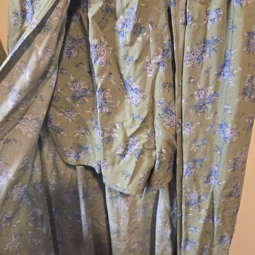Stitch & Pine Girls Floral Maxi Romper Dress Olive Green Size L 14 Long Sleeve - Picture 4 of 8